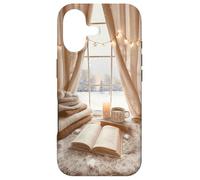 Custodia per iPhone 17 Cozy Winter Haven Scene con finestra innevata e amante dei libri festivi