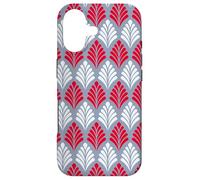 Custodia per iPhone 17 Crimson Red Gray Leaf Wing-like Feather Geometric Pattern