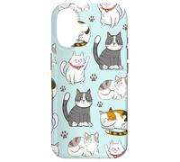Custodia per iPhone 17 Cute Cats With Claws Lazy Cat Pet Pattern in Teal