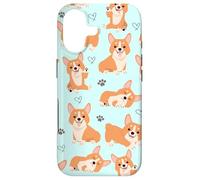 Custodia per iPhone 17 Cute Corgi Dog with Paws Lover in Aqua Turquoise Pattern
