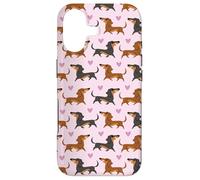 Custodia per iPhone 17 Cute Funny Pink Black & Tan Dachshund Lover Pattern