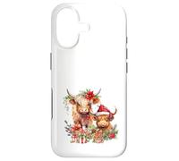 Custodia per iPhone 17 Cute Highland Cows Christmas Santa Hat Country Heifer Farm
