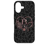 Custodia per iPhone 17 Cute Letter B Initial Monogram Nurse Rose Pink Stethoscope