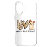 Custodia per iPhone 17 Cute Womens Girls Kawaii Peace Love Lionhead Rabbit Lover