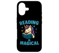 Custodia per iPhone 17 Design a libro con unicorno "Reading Is Magic"