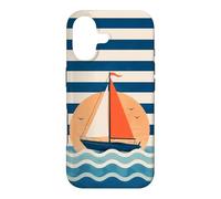 Custodia per iPhone 17 Design a strisce nautiche in barca a vela verso il tramonto