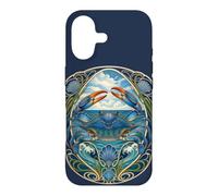 Custodia per iPhone 17 Design Art Nouveau Blue Crab Sea Life