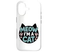 Custodia per iPhone 17 Design divertente con scritta "Meow I'm A Cat" per amanti dei gatti con impronte di zampe