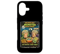 Custodia per iPhone 17 Design Film Horror Retro Finto con Popcorn Mostri Drive-In
