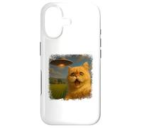 Custodia per iPhone 17 Distressed Persian Cat UFO Selfie With Invasion Alien Pet