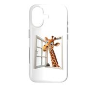 Custodia per iPhone 17 Divertente giraffa che sbircia attraverso una finestra aperta