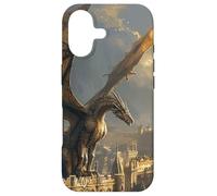 Custodia per iPhone 17 Drago che domina una città gotica dorata all'alba