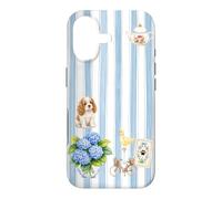 Custodia per iPhone 17 Estetica Cottagecore Cavalier Ortensia A Righe Blu