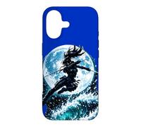 Custodia per iPhone 17 Female Anime Ninja Warrior with Swords Under Full Moon