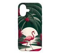 Custodia per iPhone 17 Fenicottero che cammina sotto le palme ad arco