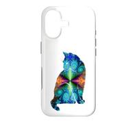 Custodia per iPhone 17 Fractal Cat Silhouette Colorful Abstract Art