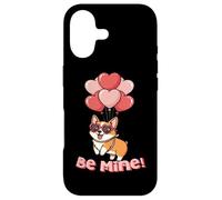 Custodia per iPhone 17 Funny Be Mine Valentines Day Heart Balloons Corgi Dog Lover