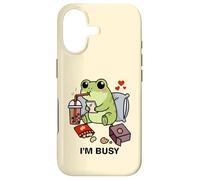 Custodia per iPhone 17 Funny Frog Im Busy Boba Tea Snacks Zoo Ragazzi Ragazze Bambini