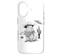 Custodia per iPhone 17 Funny Meme UFO Capybara Alien Vintage 90s Wild West Boho