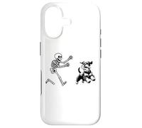 Custodia per iPhone 17 Funny Miniature Schnauzer che corre Skeleton Halloween