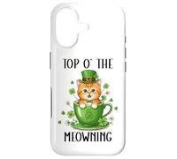 Custodia per iPhone 17 Funny St Patricks Cat Top of the Meowning Coffee Cat Irish