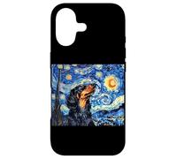 Custodia per iPhone 17 Funny Starry Night Black Long Haired Dachshund Lover