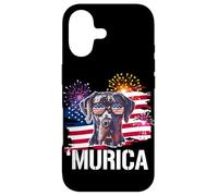 Custodia per iPhone 17 Funny USA Flag Merica 4th July Independence Great Dane Lover