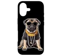 Custodia per iPhone 17 Gangster Pug Hip Hop Cane con occhiali da sole e catena d'oro