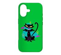 Custodia per iPhone 17 Gatto nero vampiro retrò Atomic Age Mid-Century con ali di pipistrello
