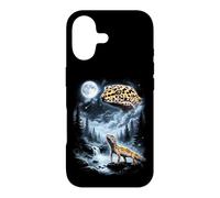 Custodia per iPhone 17 Gecko leopardo che ulula alla luna anni '90 retrò