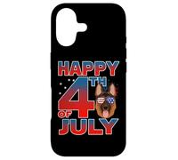 Custodia per iPhone 17 German Shepherd Dog American Flag Glasses Happy 4th Of July