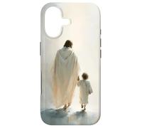 Custodia per iPhone 17 Gesù Camminando Con Bambino Fede Cristiana Arte Minimale