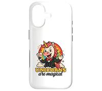 Custodia per iPhone 17 Gli unicorni sono magici, divertente, grafica a fumetti con mago arcobaleno