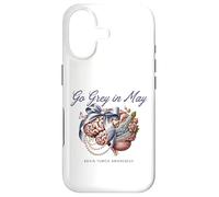 Custodia per iPhone 17 Go Grey in May Cervello Tumor Awareness Fiocco Floreale