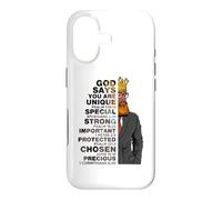 Custodia per iPhone 17 God Says You Are Unique Black Men King Dad Nonno Padre