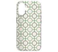 Custodia per iPhone 17 Green Cream Circles Squares Connecting Lines Pattern