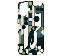 Custodia per iPhone 17 Green Cream Retro Penguin Adventure In the Geometry Pattern