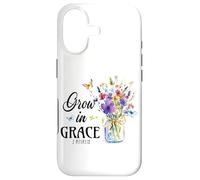 Custodia per iPhone 17 Grow In Grace 2 Peter 3:18 Ispirazione floreale