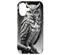 Custodia per iPhone 17 Gufo gotico in bianco e nero, estetica vintage lunatica