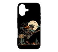 Custodia per iPhone 17 Halloween strega gatto cowboy deserto luna scopa