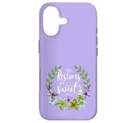 Custodia per iPhone 17 He Restores My Soul Bible Verse Psalm 23 3 Floral Wreath