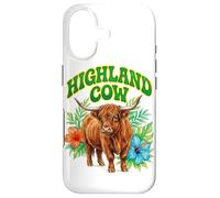 Custodia per iPhone 17 Highland Cow Groovy Floreale Acquerello Boho Highland Cow