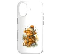 Custodia per iPhone 17 Highland Cow Winter Watercolor On Sled With Hot Cocoa