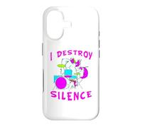 Custodia per iPhone 17 I Destroy Silence Unicorn batterista Rocker Music Band