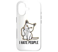Custodia per iPhone 17 I Hate People Sign,Funny Cat Giving the Finger Flipping Off