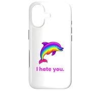 Custodia per iPhone 17 I Hate You Rainbow Dolphin Divertente