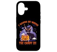 Custodia per iPhone 17 I Wanna Be Where the Candy Is! Funny Black Kawaii Cat