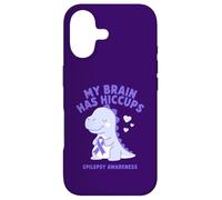 Custodia per iPhone 17 Il mio cervello ha singhiozzo Consapevolezza dell'epilessia Dino Purple Ribbon
