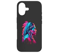 Custodia per iPhone 17 Il volto dell'uomo dei nativi americani, arte synthwave