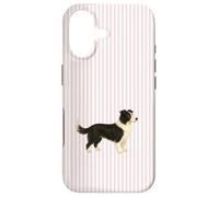 Custodia per iPhone 17 Illustrazione a righe rosa Border Collie carino per cane mamma